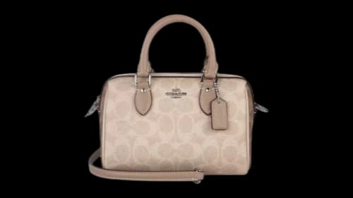 Coach Blocked Signature Canvas Mini Rowan Crossbody Bag Milk Tea