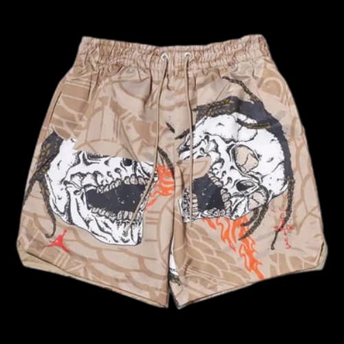 Air Jordan x Travis Scott Crossover Skeleton Printing Casual Shorts Asia Sizing 'Khaki'