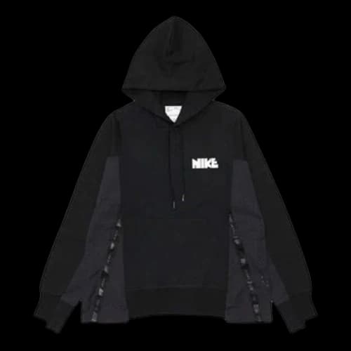 Nike x sacai Logo Printing Splicing Contrasting Hoodie Asia Sizing 'Black'