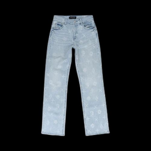 PURPLE BRAND Slim Straight Outline Monogram Skinny Jeans 'Light Indigo'