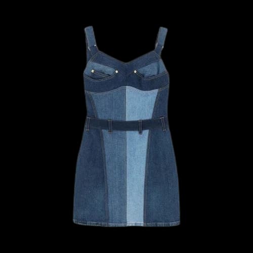 Marine Serre Patchwork Denim Mini Dress 'Blue'