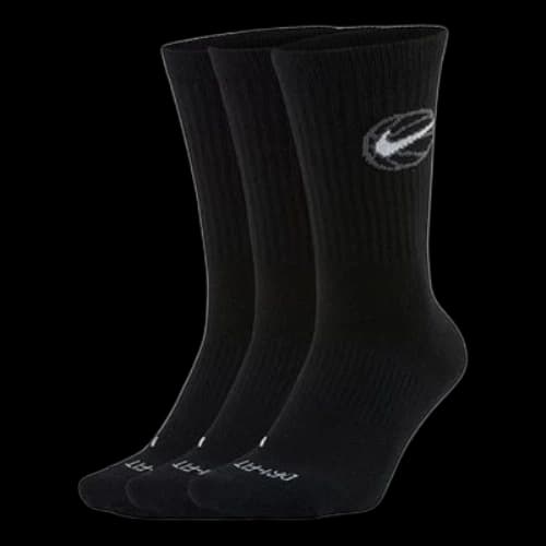 Nike Everyday Crew Basketball Sports 3-pack Quick-drying Mid-calf Length Sock Black