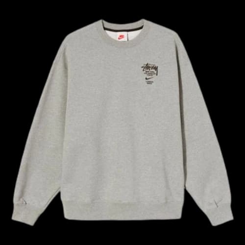 Stussy x Nike Crossover Embroidered Alphabet Logo Loose Pullover Round Neck Fleece Lined Unisex Asia Edition Gray