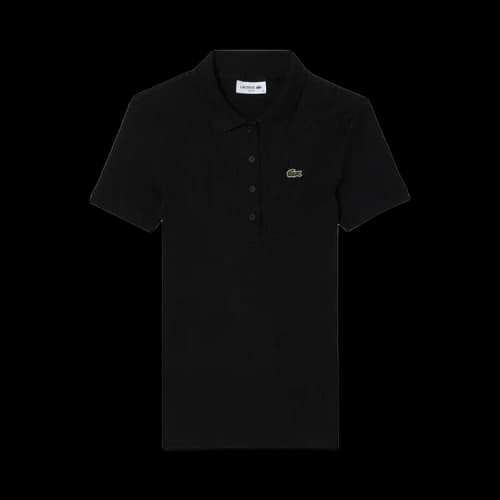 Lacoste Women's Slim Fit L.12.D Ribbed Cotton Polo Shirt Black