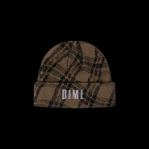 Dime Wavy Plaid Cuff Beanie 'Wood'