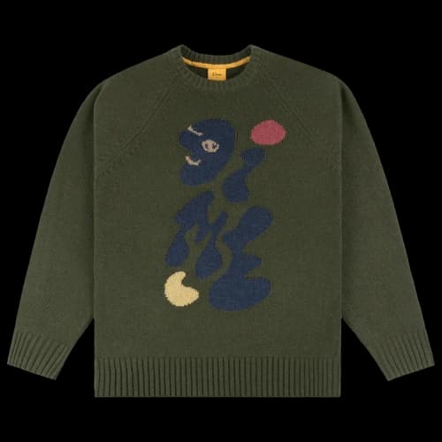 Dime Letterman Knit Sweater 'Olive'