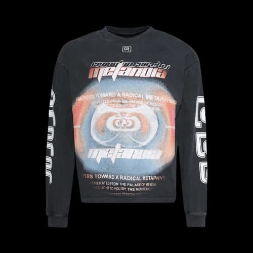 RIVINGTON roi Rebis Divinity Paper Garden Long-Sleeve Tee 'Faded Black'