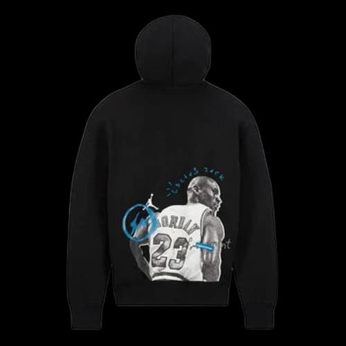 Air Jordan x Travis Scott x Fragment Cartoon Printing Hoodie Asia Sizing 'Black White'