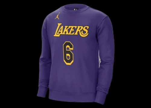 Jordan NBA Los Angeles Lakers LeBron James Fleece Loose Fit Sweatshirt Purple/Yellow/Black