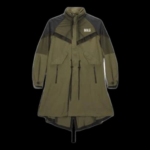 Nike x sacai Funnel-Neck Oversized-Fit Shell Trench Jacket Asia Sizing 'Medium olive'