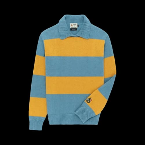 Aimé Leon Dore x Drake's Striped Integral Collar Sweater 'Azure'