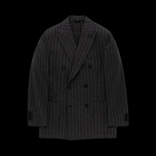 Aimé Leon Dore x Drake's Double Breasted Chalkstripe Suit Jacket 'Charcoal Stripe'