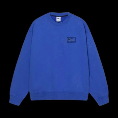 Stussy x Nike Acid Wash Fleece Crew 'Blue'