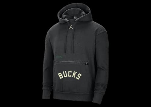 Jordan NBA Milwaukee Bucks Courtside Statement Edition Fleece Hoodie Black