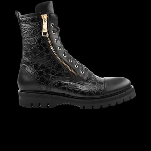 Versace Stamped Croc Army Boot 'Black Gold'