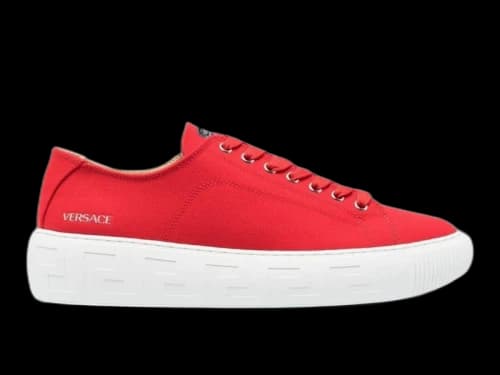 Versace Medusa Greca Low Canvas Canna Red White