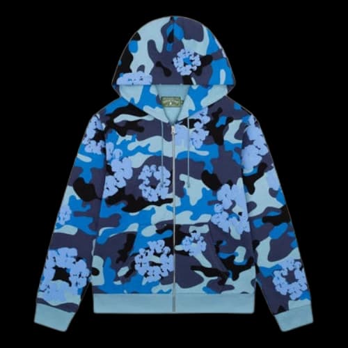 Denim Tears Cotton Wreath Hooded Jacket 'Blue Camo'