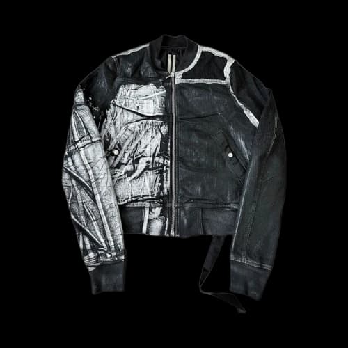 Rick Owens DRKSHDW Patchwork Sample Wax Painted Bomber Jacket 'Black'