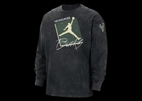 Jordan NBA Milwaukee Bucks Courtside L/S Loose Fit T-shirt Black