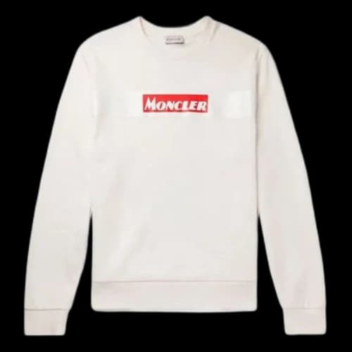 Moncler Chest Logo Print Plain Knitted Long Sleeve Sweater For Men White