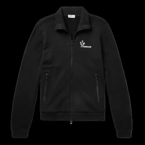 Moncler Maglia Logo Zipper Jacket For Men Black