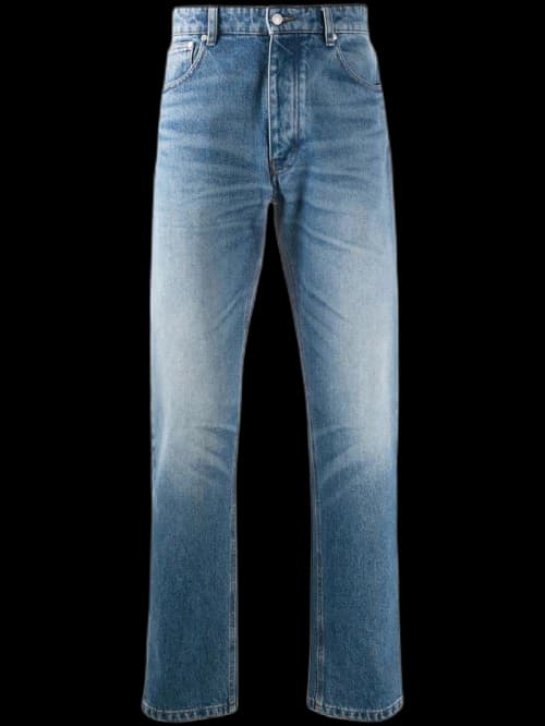 Ami Paris Straight-Leg Mid Wash Jeans Blue