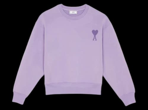 Ami Paris Heart Friend Boxy Fit Tonal Crewneck Lilac