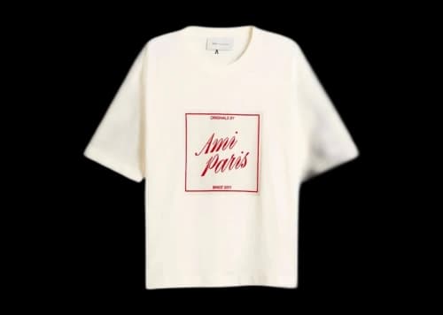 Ami Paris Ami De Coeur Heritage Print T-shirt Cream