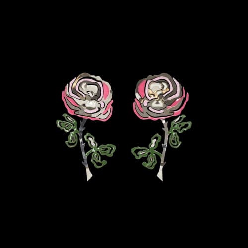Y/Project Rose Enamel Earrings 'Pink'