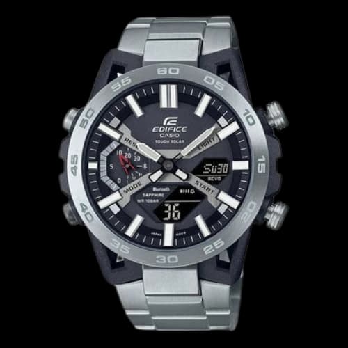 CASIO EDIFICE Racing Waterproof Quartz Movement Watch 47.8*51*10.8mm Silver Gray Mens