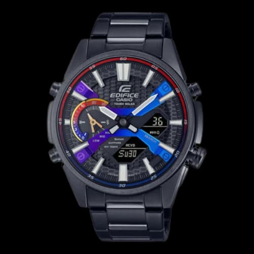 CASIO EDIFICE Precise Time Solar Energy Casual Watch Solar Powered Mens Black Analog