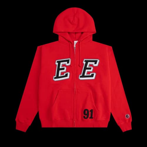 Eric Emanuel EE Felt Zip-Up Hoodie 'Red'