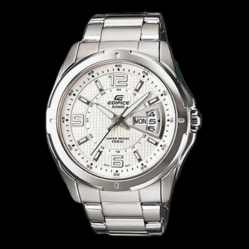 CASIO Waterproof EDIFICE Mens SilverWhite Analog
