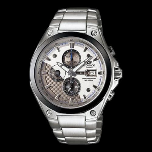 CASIO Edifice Series Quartz Movement Stainless Steel Case Silver Dial 100 Meter Waterproof Watch Analog Mens