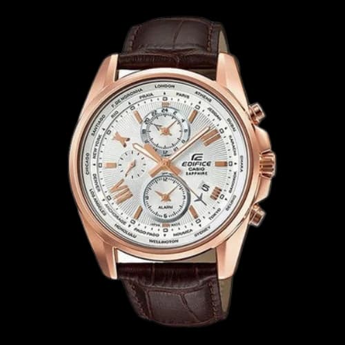 CASIO Quartz Waterproof EDIFICE Rose Gold Watch Dial Mens Rose Gold Analog