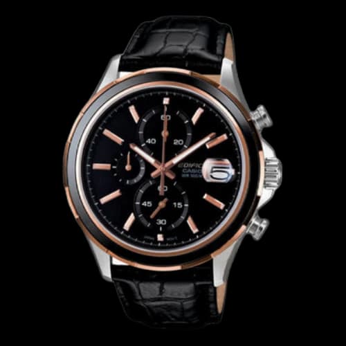 CASIO Edifice Series Quartz Movement Stainless Steel Case Black Dial 100 Meter Waterproof Watch Analog Mens