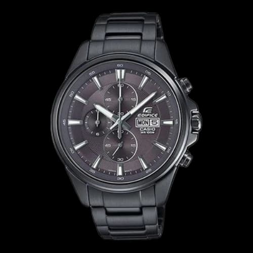 CASIO Men's EDIFICE Metal IPBLACK Particle Coated Racing Mens Black Analog