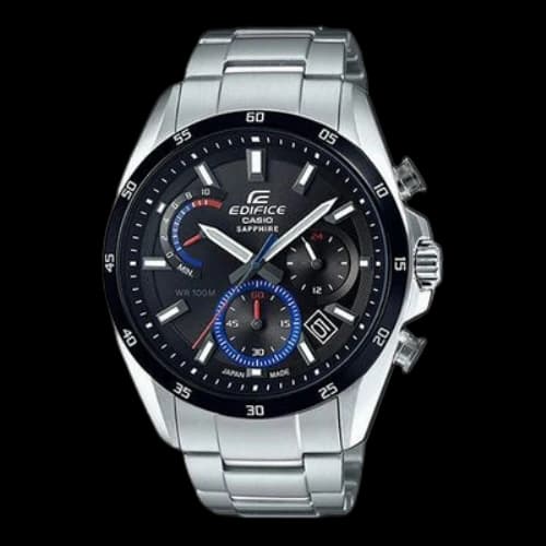 CASIO EDIFICE Sapphire Crystal Stainless Steel Strap Mens Black Analog