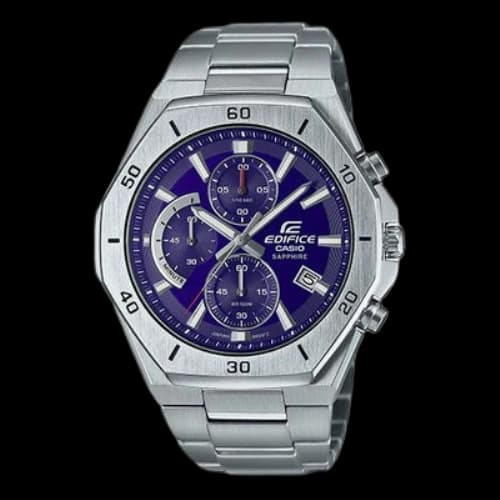CASIO EDIFICE CASIO 100m Waterproof Shockproof Blue Dial Stainless Steel Strap Watch Analog Mens