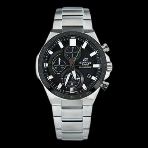 Casio Edifice Classic Solar Powered Analog Watch 'Black Steel Silver'