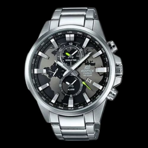 CASIO Quartz Waterproof EDIFICE Stainless Steel Strap Sapphire Crystal Solar Powered Mens Silver Analog