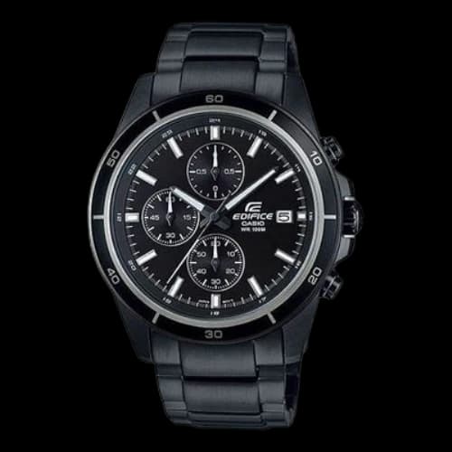 CASIO Quartz Waterproof EDIFICE Stainless Steel Strap Mens Black Analog