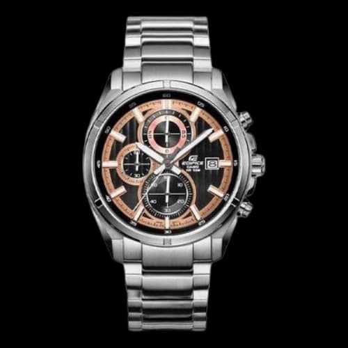 Casio Edifice Waterproof Analog Watch 'Silver Rose Gold Black'