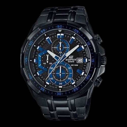CASIO EDIFICE Stainless Steel Strap Blue Watch Mens Black Analog