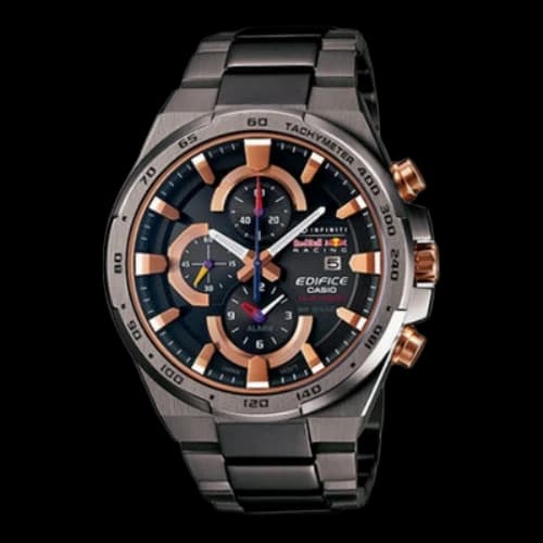 Casio Edifice Waterproof Solar Power Analog Watch 'Rose Gold Black'