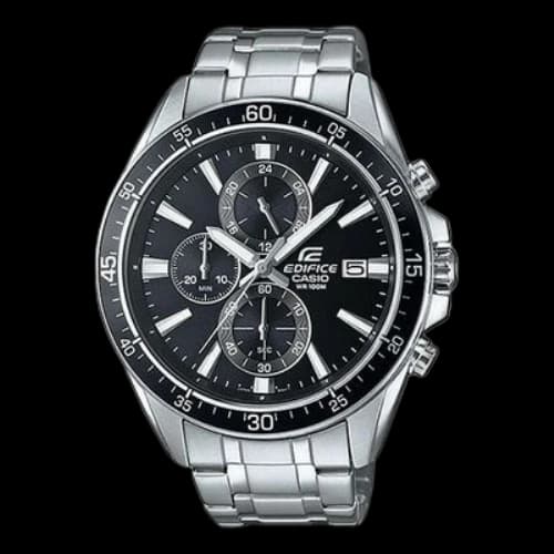 CASIO EDIFICE Stainless Steel Strap Black Dial Mens Black Analog