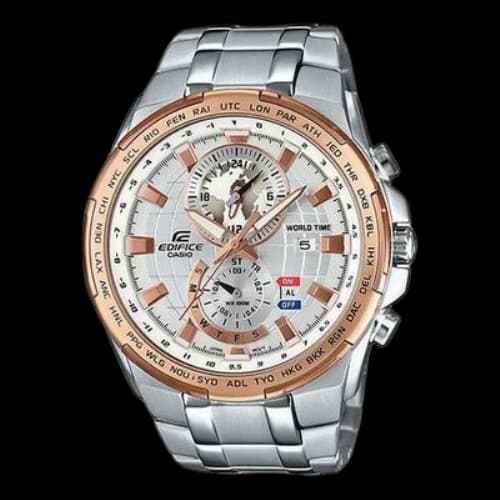 CASIO Quartz EDIFICE Stainless Steel Strap White Watch Dial Mens White Analog