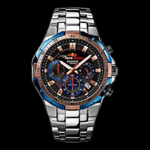 CASIO EDIFICESeries Scuderia Toro Rosso Sportses Multi-Color Waterproof Shockproof Black Dial Mens Black Analog