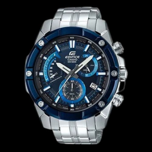 CASIO Waterproof EDIFICE Stainless Steel Strap Blue Watch Dial Mens Blue Analog