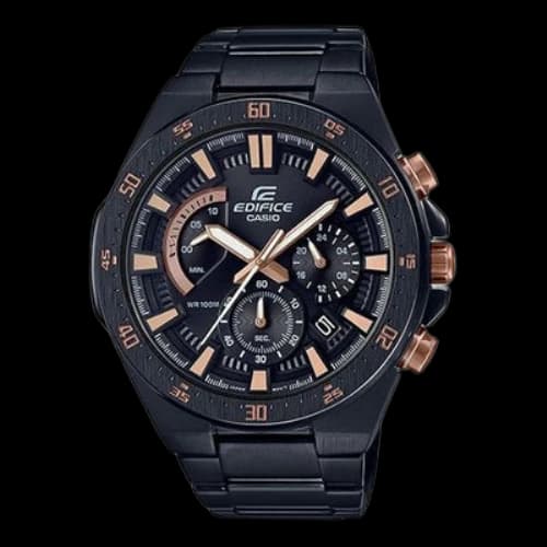 CASIO Quartz EDIFICE Stainless Steel Strap Mens BlackGold Analog